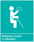 An RNIB graphic shows cane user reading