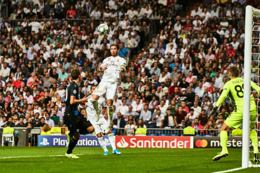 Sergio Ramos rose high to score Real Madrid’s first goal, which was awarded after another VAR review.