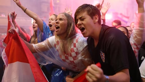 Fans in Zagreb celebrate Ivan Perisic's goal for Croatia against England – video