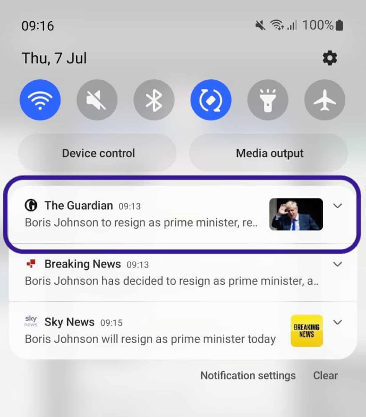 Receiving push notifications
