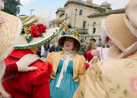 Festival visitors in Regency clothing
