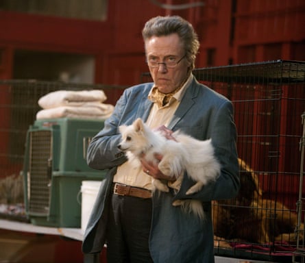 Walken as Hans stroking a cute furry chihuahua