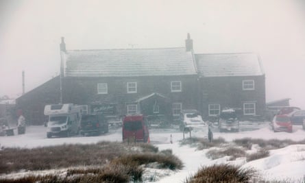 Exterior of the pub in snowy conditions