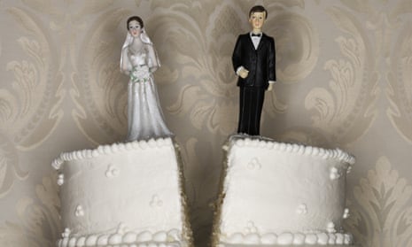 A wedding cake split in half