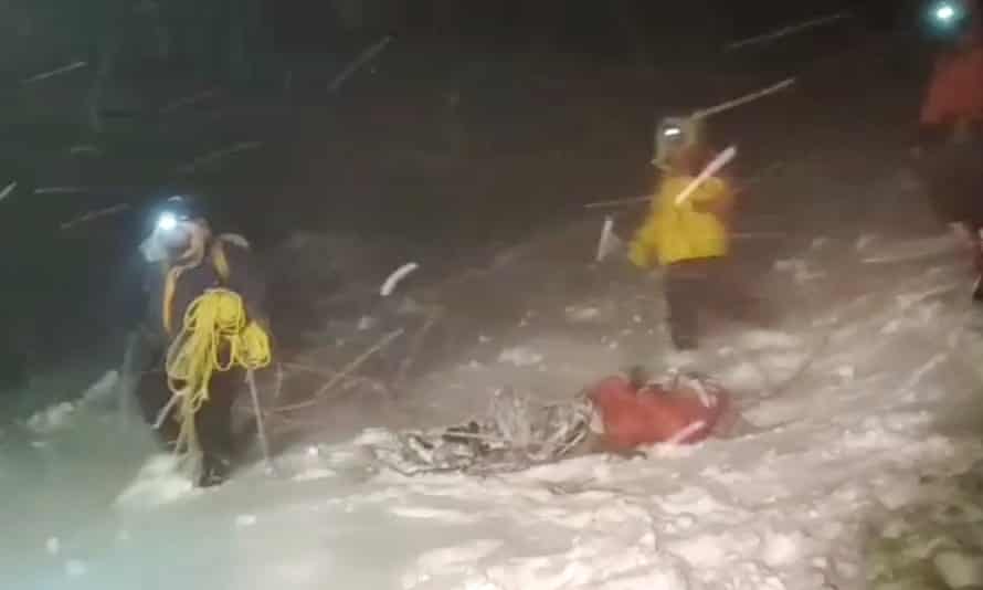 A video image of the rescue operation on Mount Elbrus in the north Caucasus in Russia. 