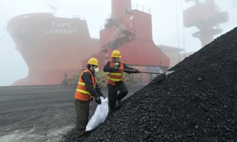 Imported coal at a port in Rizhao in eastern China’s Shandong province