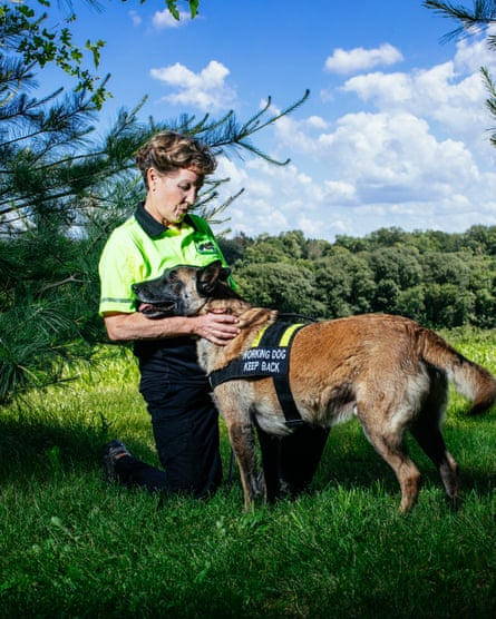 ‘When they realise I’m a professional, people sigh with relief’: Karin TarQwyn with a K9 helper.
