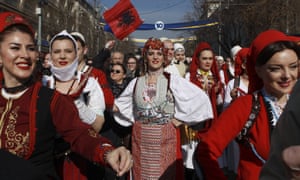 Dancers mark the 10th anniversary of Kosovo’s independence in Pristina in February.