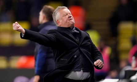 Chris Wilder celebrates an early goal for Watford at home to Birmingham City.