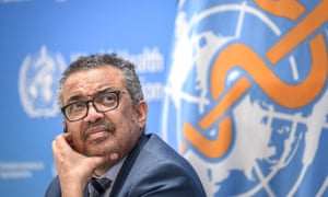 Tedros Adhanom Ghebreyesus, the WHO director general, at a press conference in Geneva today.