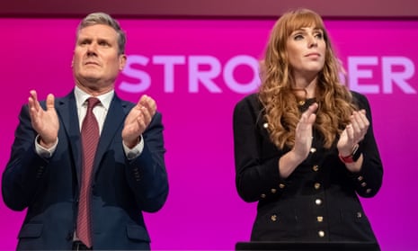 Different directions: Keir Starmer, leader of the Labour party, and Angela Rayner, deputy leader.