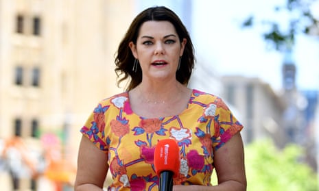 Senator Sarah Hanson-Young speaks to media during a press conference in Sydney