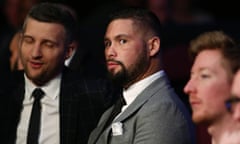 Tony Bellew, centre, pictured at the Jorge Linares v Anthony Crolla fight