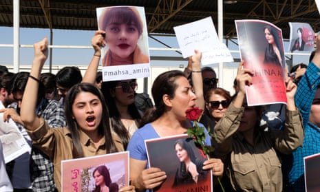 Protesters gather outside the UN headquarters in Erbil in later September to protest against the death of Mahsa Amini in neighbouring Iran.