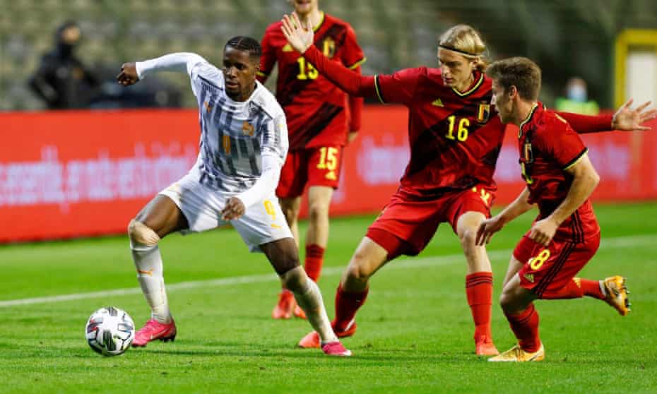 Wilfried Zaha in action for Ivory Coast against Belgium in Brussels last year