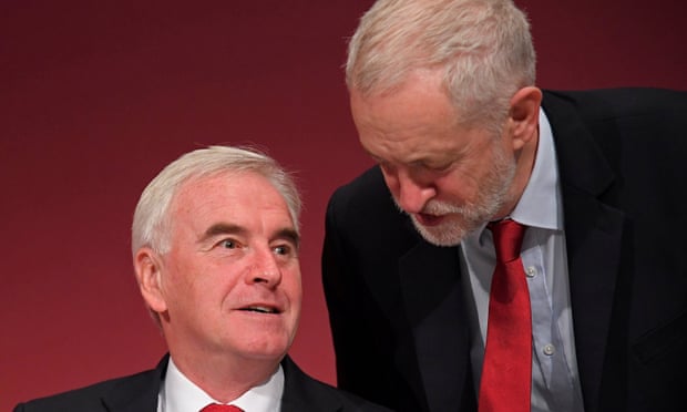 The Labour party leader Jeremy Corbyn, right, and shadow chancellor John McDonnell.