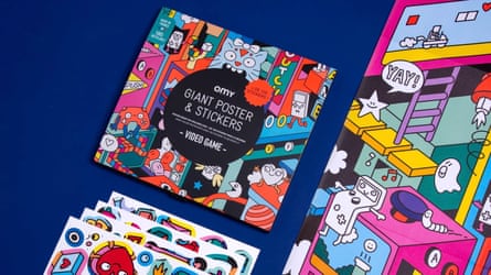 Giant video game poster and stickers