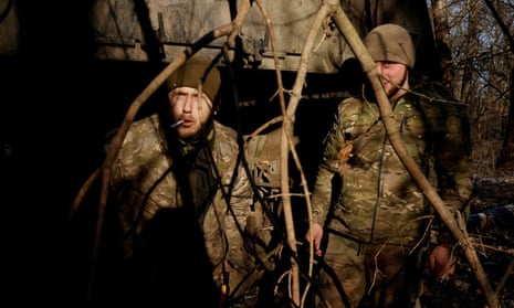 Ukrainian servicemen near Soledar, Ukraine.