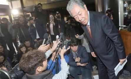 Lee Kyung-jae, lawyer for Choi Soon-sil, leaves after a news conference in Seoul