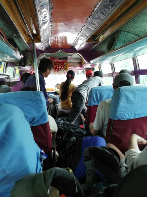 Scene on board backpacker bus