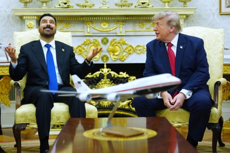 Donald Trump meets with Iraq’s prime minister Ali al-Zaidi in the Oval Office earlier this month.