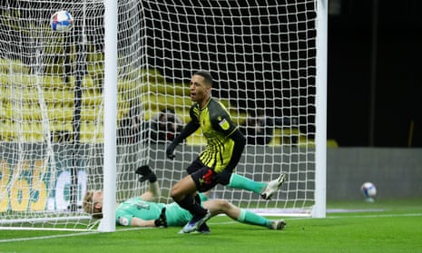 Joao Pedro of Watford celebrates after scoring his team’s second goal.