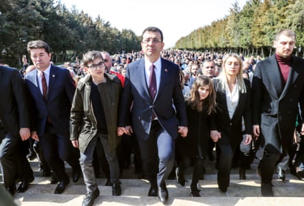 Ekrem Imamoğlu arrives with relatives and supporters in April 2019 to lay flowers at the mausoleum of modern Turkey’s founder Mustafa Kemal Ataturk in Ankara.