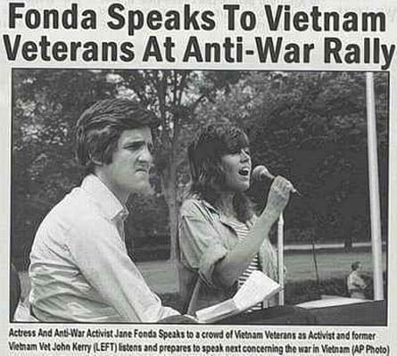 A faked newspaper cutting of 2004 US Presidential hopeful John Kerry alongside Jane Fonda at a 1970 anti-Vietnam war rally
