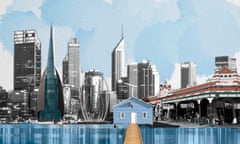 illustration of perth skyline with a small house