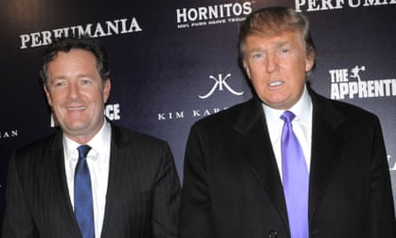 Piers Morgan stands alongside Donald Trump in 2010 at a party for US television show The Apprentice.
