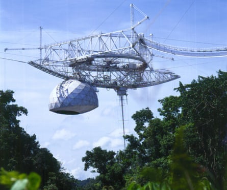 The Arecibo observatory, Puerto Rico; it collapsed in 2020 and was subsequently dismantled.