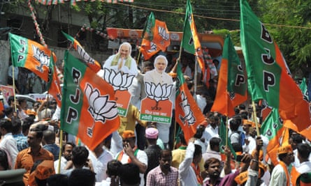 Supporters of Narendra Modi’s Bharatiya Janata Party (BJP) at a celebration rally, 24 May 2019.