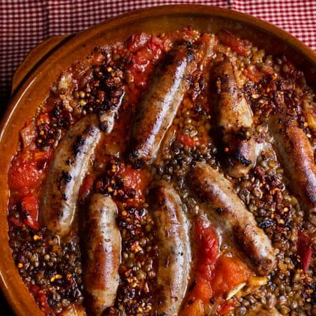 Tomato, sausage and lentils.