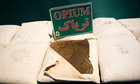 Confiscated opium on display following anti-narcotics manoeuvres in Zahedan, Iran.