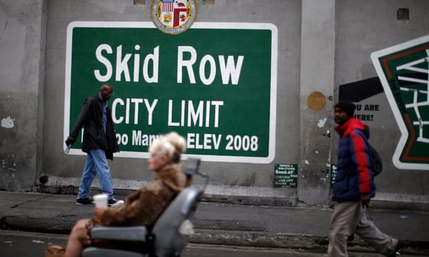 Skid row in Los Angeles, California. Around 30,000 homeless people are living in Los Angeles, according to a recent count. 