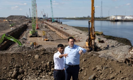 UK prime minister Rishi Sunak and Tees Valley mayor Ben Houchen visit the Teesside freeport in Redcar.