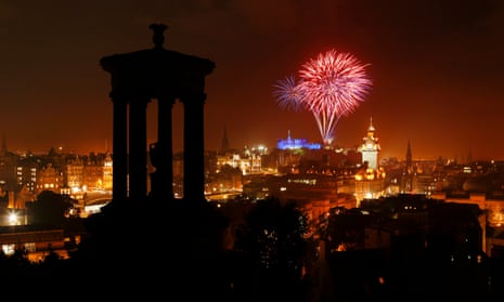 The Edinburgh International Festival Fireworks viewed from Calton Hill, Edinburgh