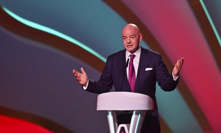 Gianni Infantino, the Fifa president, at last week’s World Cup draw in Doha.