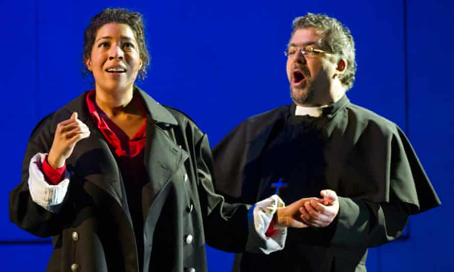 Crisply defined … Mary Elizabeth Williams as Leonora and Miklós Sebestyén as Padre Guardiano.