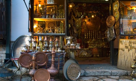 Search for copper souvenirs in Kazandžiluk street, Sarajevo.