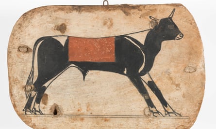 A foot board of an Apis bull from an Egyptian cartonnage coffin, from 745- 655 BC