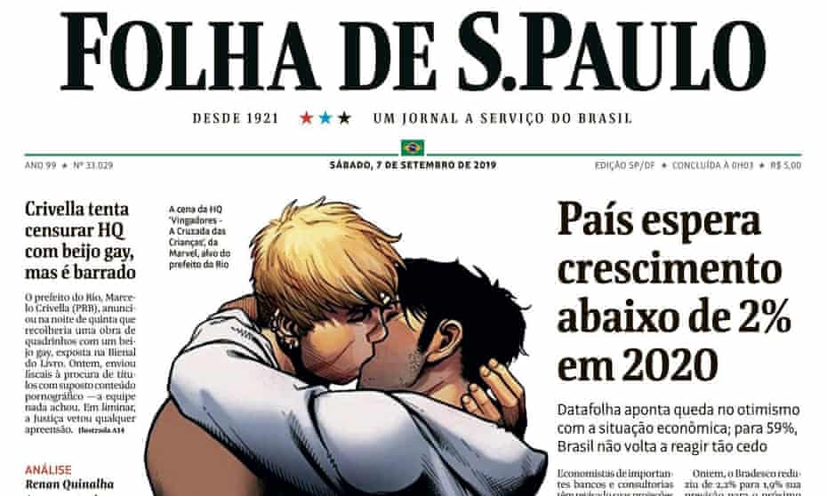 The front page of Folha De S.Paulo on Saturday.