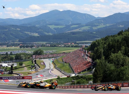 McLarens Lando Norris and Oscar Piastri in action on track during the race