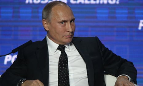 Vladimir Putin at a meeting with foreign investors in Moscow on 12 October.