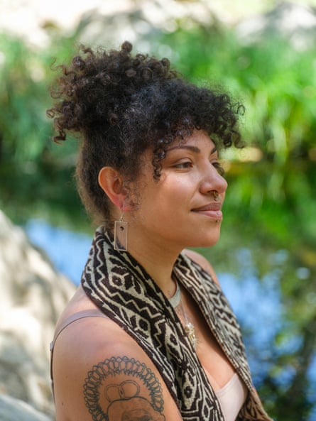 a woman looking right