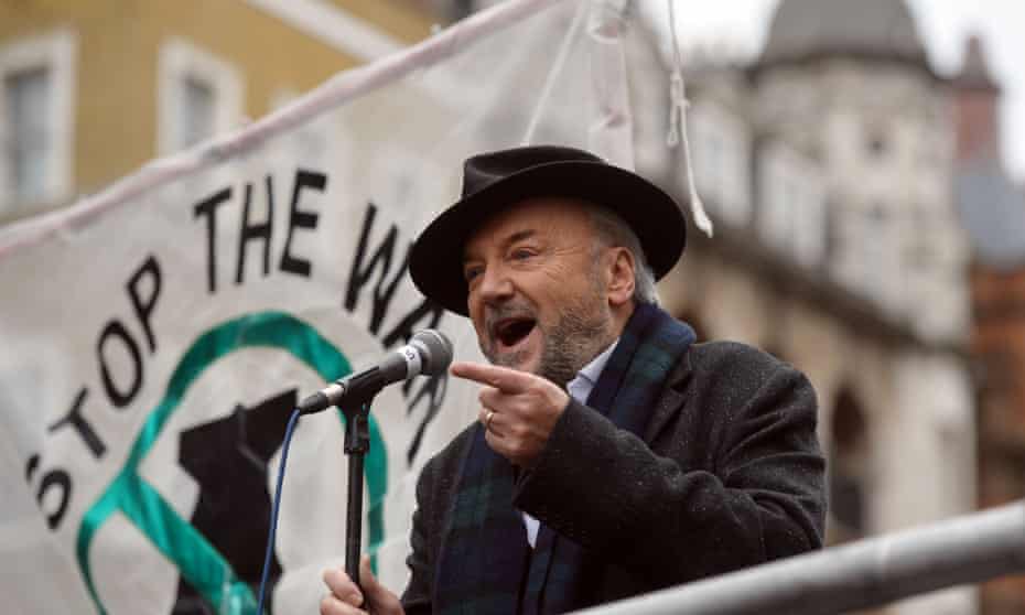 George Galloway speaks to protesters at Whitehall
