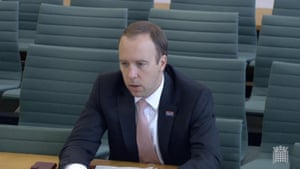 Matt Hancock at the health committee
