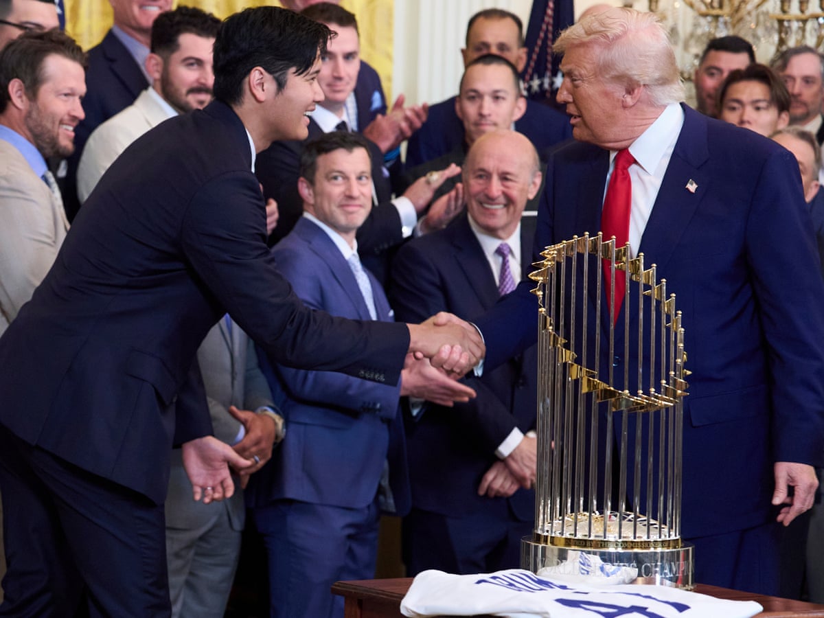 Trump praises Ohtani's 'movie star' looks and attacks senators during Dodgers' visit | Los Angeles Dodgers | The Guardian