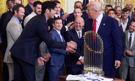Trump praises Ohtani's 'movie star' looks and attacks senators during Dodgers' visit | Los Angeles Dodgers | The Guardian