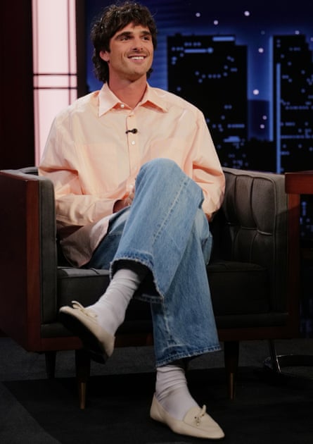 Jacob Elordi appearing on the Jimmy Kimmel US TV show in 2026.